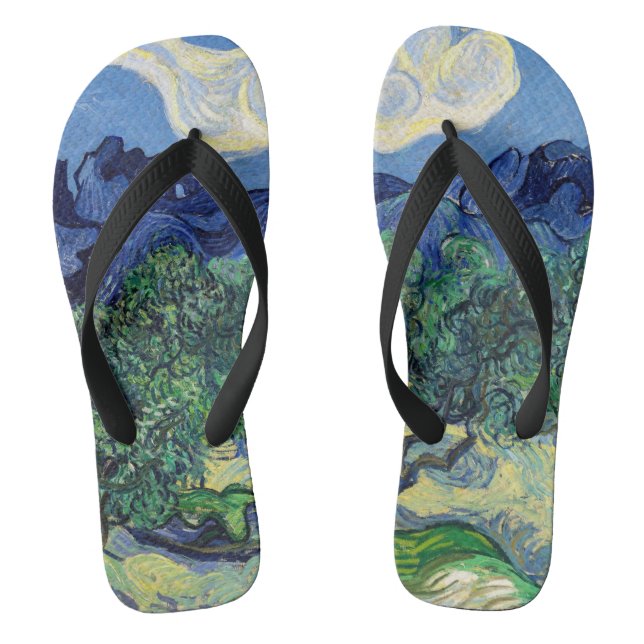 Vincent van Gogh - Olive Trees with the Alpilles Flip Flops (Footbed)