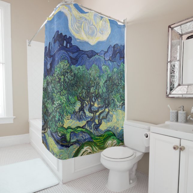 Vincent van Gogh - Olive Trees with the Alpilles Shower Curtain (In Situ)