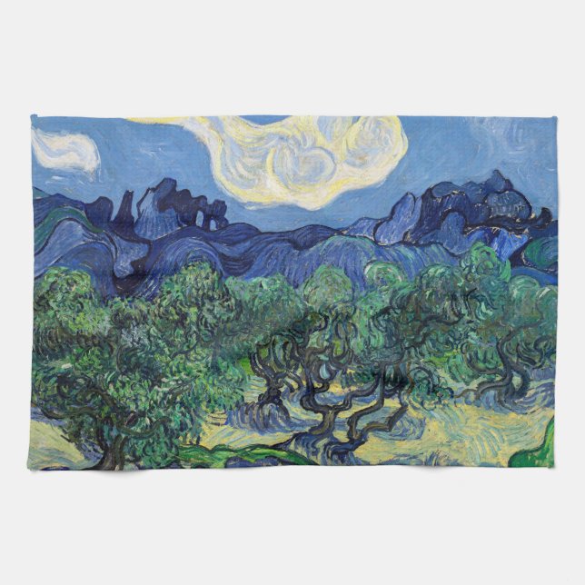 Vincent van Gogh - Olive Trees with the Alpilles Tea Towel (Horizontal)