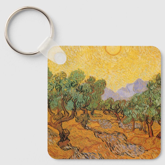 Vincent van Gogh - Olive Trees, Yellow Sky and Sun Key Ring (Front)