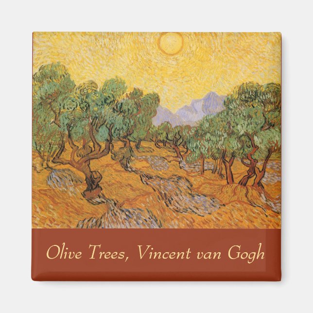 Vincent van Gogh - Olive Trees, Yellow Sky and Sun Magnet (Front)