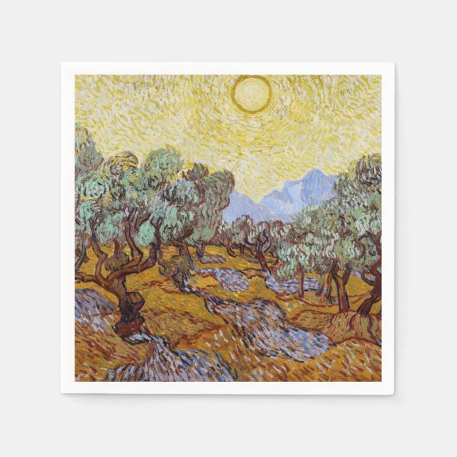 Vincent van Gogh - Olive Trees, Yellow Sky and Sun Napkin (Front)