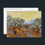 Vincent van Gogh - Olive Trees, Yellow Sky and Sun Postcard<br><div class="desc">Olive Trees with Yellow Sky and Sun / Oliviers avec ciel jaune et soleil - Vincent van Gogh,  1889</div>