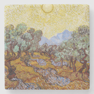 Vincent van Gogh - Olive Trees, Yellow Sky and Sun Stone Coaster