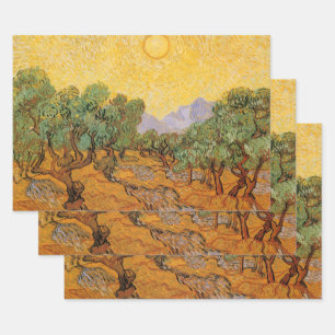 Vincent van Gogh - Olive Trees, Yellow Sky and Sun Wrapping Paper Sheet