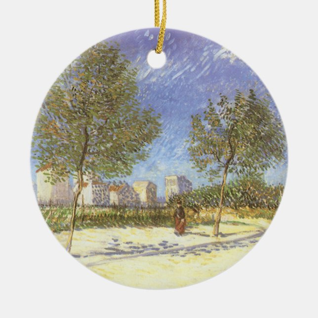 Vincent van Gogh - On the Outskirts of Paris Ceramic Tree Decoration (Front)