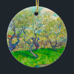 Vincent van Gogh Orchard in Blossom Ceramic Tree Decoration<br><div class="desc">Ceramic Ornament featuring Vincent van Gogh’s oil painting Orchard in Blossom (1889). Beautiful plum trees blossom their leaves and fruit in Arles,  France.  A wonderful gift for lovers of Post-Impressionism and Dutch art collectors!</div>