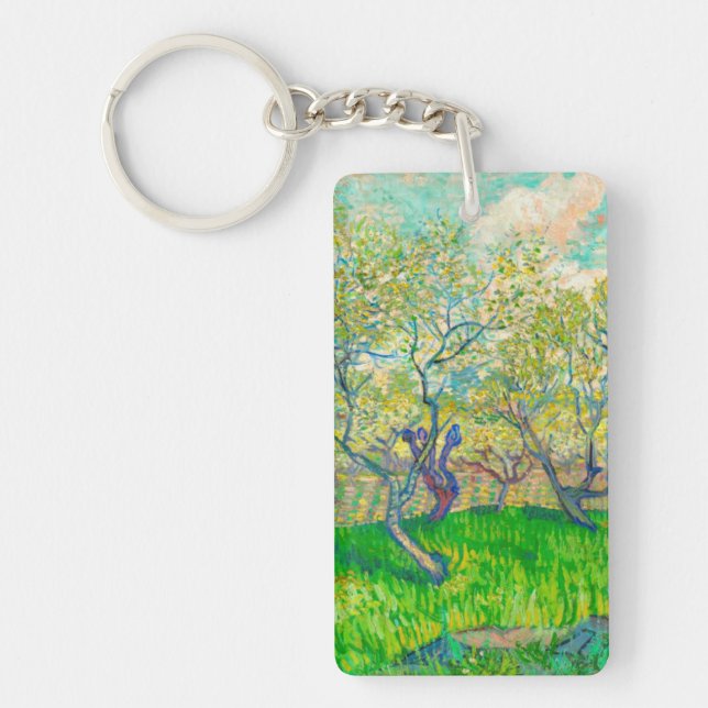 Vincent van Gogh Orchard in Blossom Key Ring (Front)