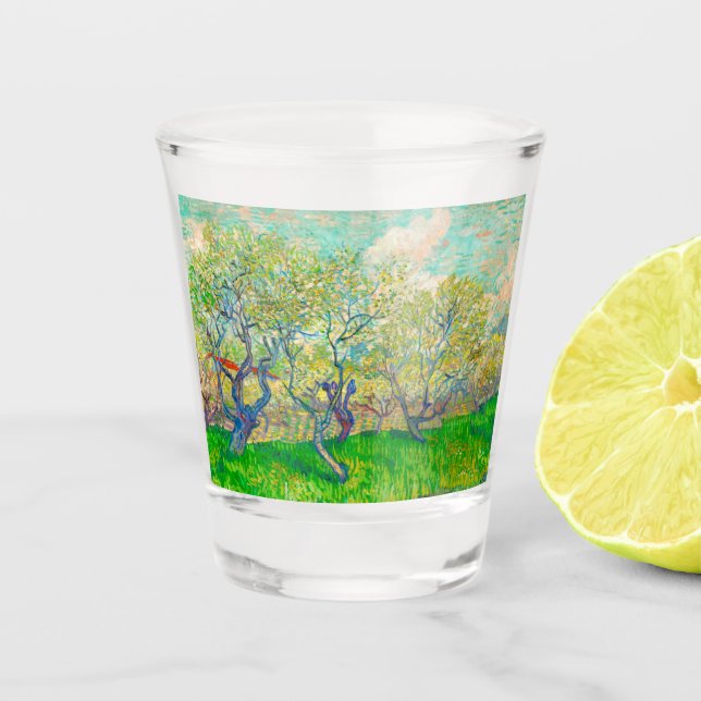 Vincent van Gogh Orchard in Blossom Shot Glass (Front)