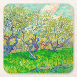 Vincent van Gogh Orchard in Blossom Square Paper Coaster