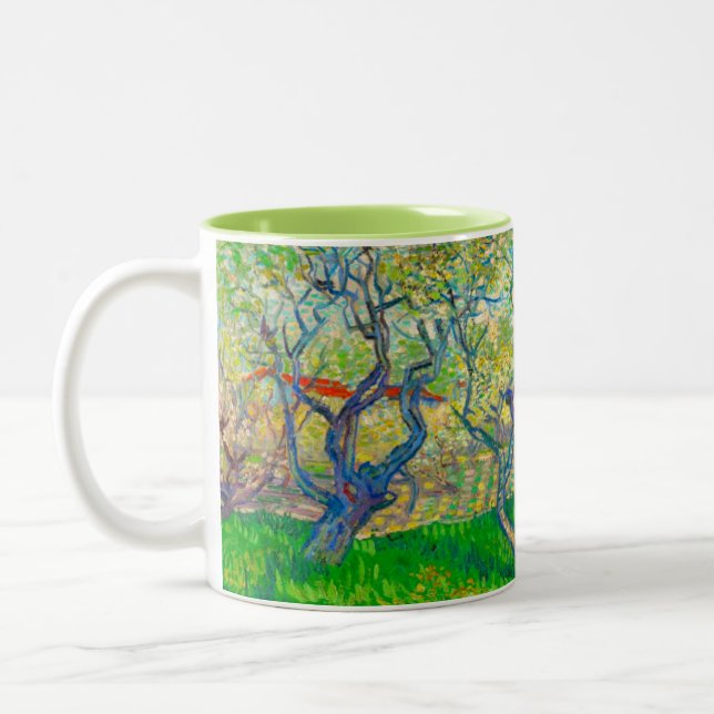 Vincent van Gogh Orchard in Blossom Two-Tone Coffee Mug (Left)