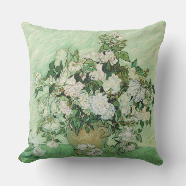 Vincent van Gogh Painting, Roses 1890 Cushion (Front)