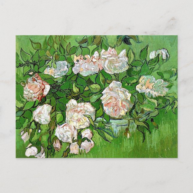 Vincent Van Gogh painting, Still Life-Pink Roses, Postcard (Front)