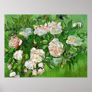 Vincent Van Gogh painting, Still Life-Pink Roses, Poster