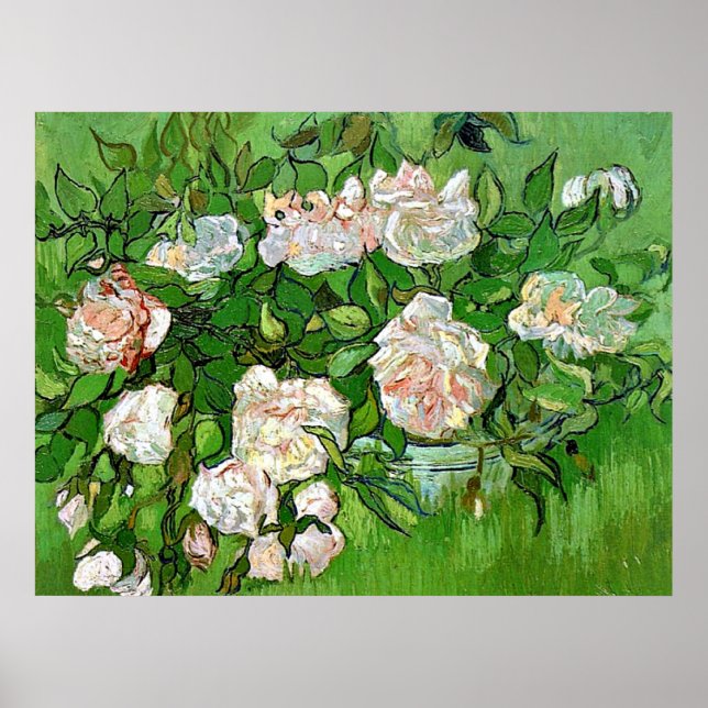 Vincent Van Gogh painting, Still Life-Pink Roses, Poster (Front)