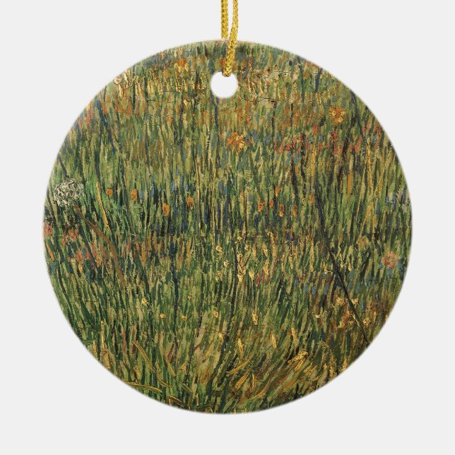 Vincent van Gogh - Pasture in Bloom Ceramic Tree Decoration (Front)