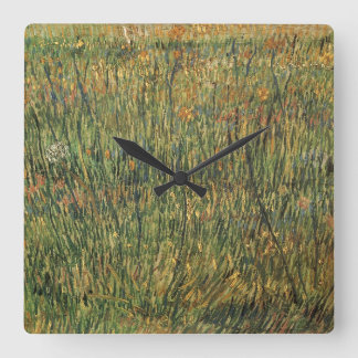 Vincent van Gogh - Pasture in Bloom Square Wall Clock