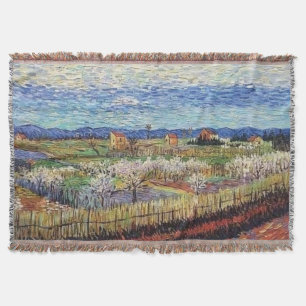 Vincent Van Gogh - Peach Trees in Blossom Fine Art Throw Blanket