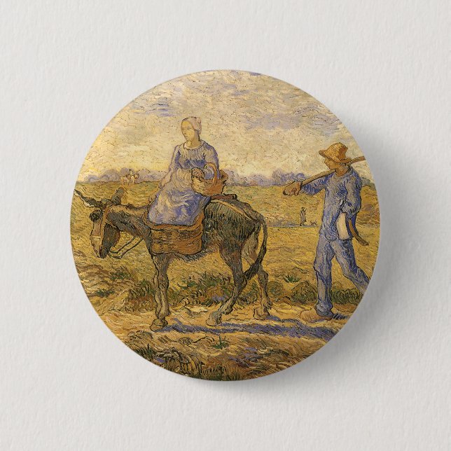 Vincent van Gogh - Peasant Couple Going to Work 6 Cm Round Badge (Front)
