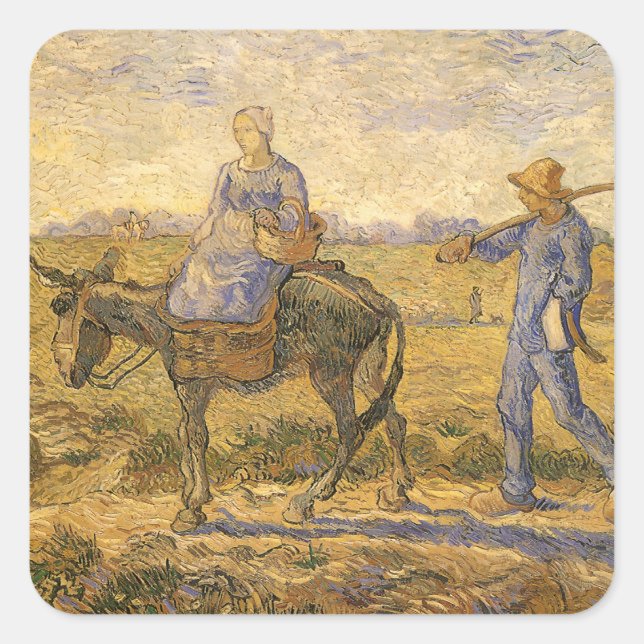 Vincent van Gogh - Peasant Couple Going to Work Square Sticker (Front)