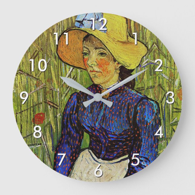 Vincent van Gogh - Peasant Girl in Straw Hat Large Clock (Front)
