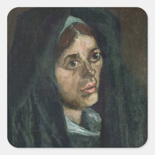 Vincent van Gogh Peasant with moss green shawl Square Sticker