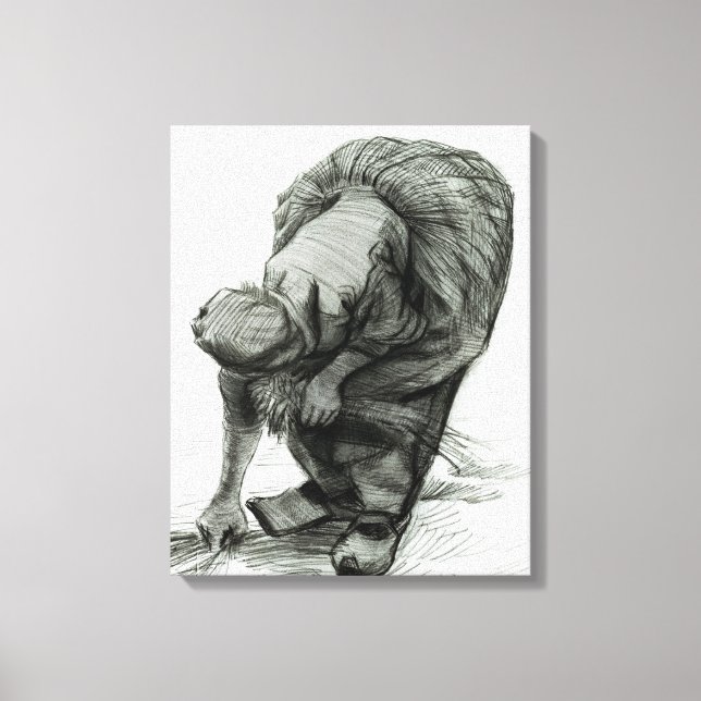 Vincent van Gogh | Peasant Woman Gleaning, 1885 Canvas Print (Front)