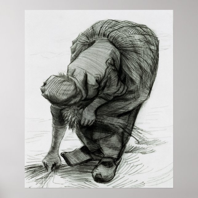 Vincent van Gogh | Peasant Woman Gleaning, 1885 Poster (Front)