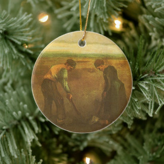 Vincent van Gogh - Peasants Planting Potatoes  Ceramic Tree Decoration