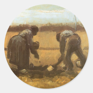 Vincent van Gogh - Peasants Planting Potatoes Classic Round Sticker