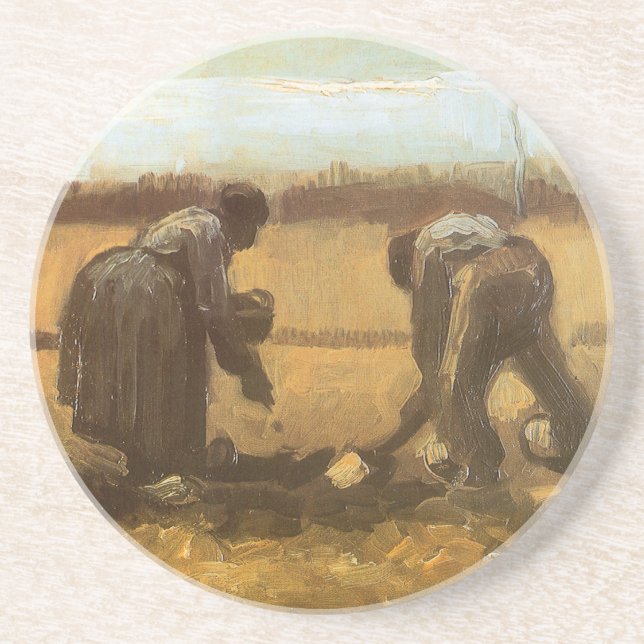 Vincent van Gogh - Peasants Planting Potatoes Coaster (Front)