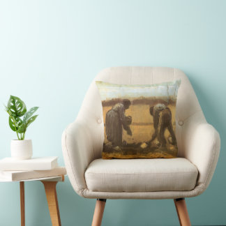 Vincent van Gogh - Peasants Planting Potatoes Cushion