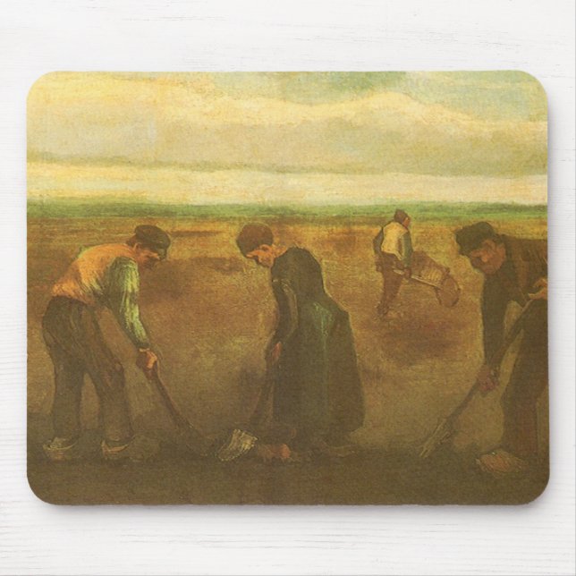 Vincent van Gogh - Peasants Planting Potatoes  Mouse Mat (Front)