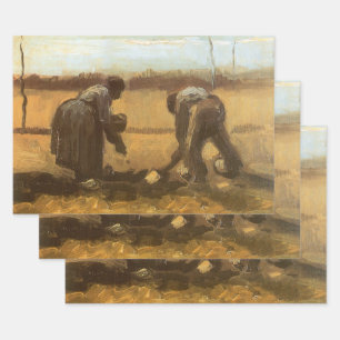 Vincent van Gogh - Peasants Planting Potatoes Wrapping Paper Sheet