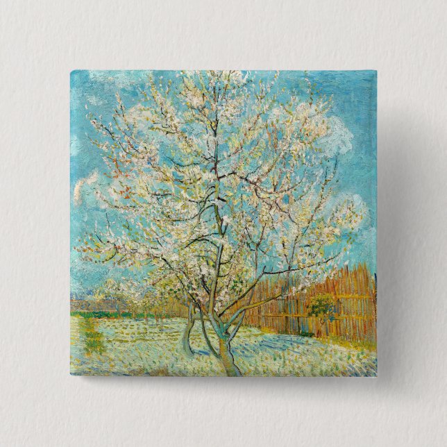 Vincent van Gogh - Pink Peach Tree in Blossom 15 Cm Square Badge (Front)