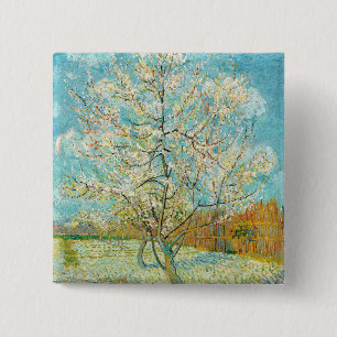Vincent van Gogh - Pink Peach Tree in Blossom 15 Cm Square Badge