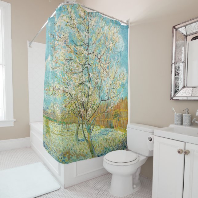 Vincent van Gogh - Pink Peach Tree in Blossom Shower Curtain (In Situ)