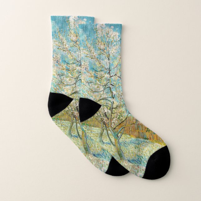 Vincent van Gogh - Pink Peach Tree in Blossom Socks (Pair)