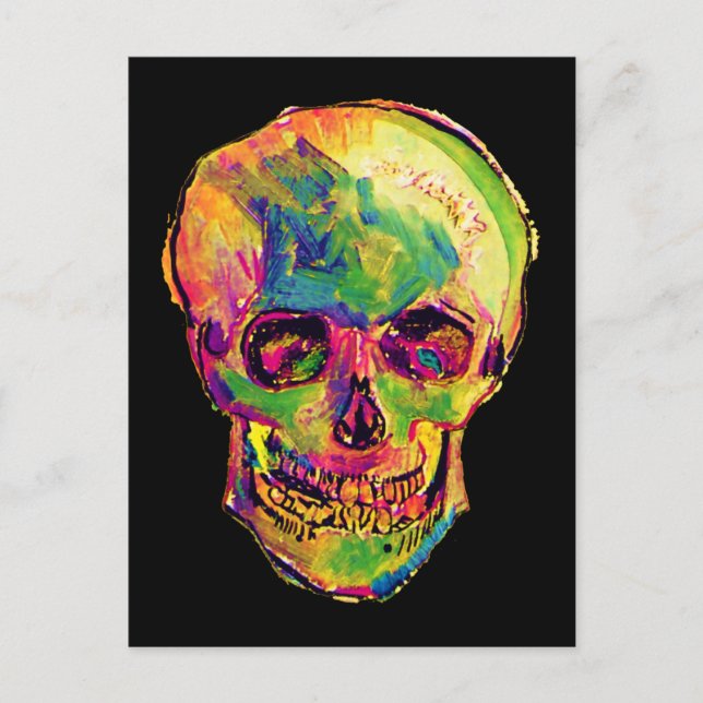 Vincent Van Gogh - Pop Art Halloween Skull Postcard (Front)