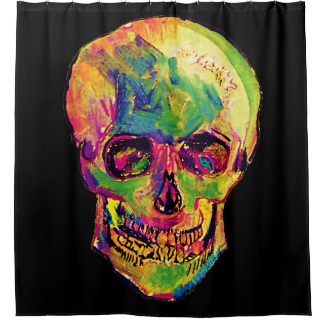 Vincent Van Gogh - Pop Art Halloween Skull Shower Curtain (Front)