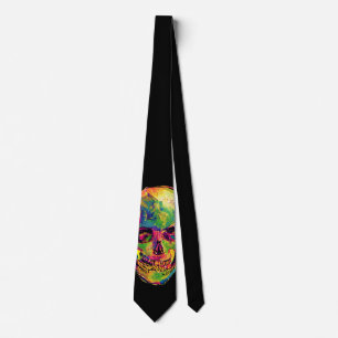 Vincent Van Gogh - Pop Art Halloween Skull Tie