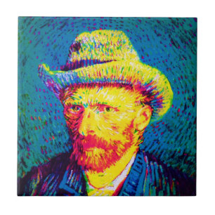 Vincent Van Gogh - Pop Art Self Portrait With Hat Tile