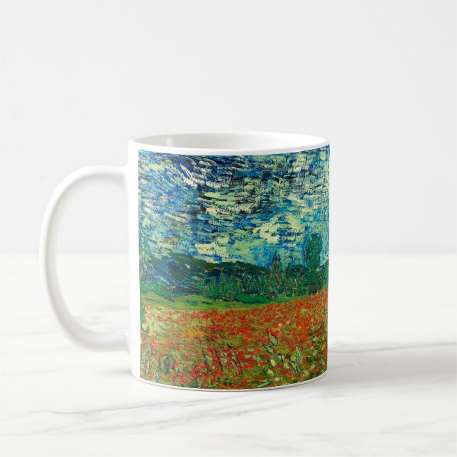 Vincent Van Gogh Poppy Field Fine Art Coffee Mug (Left)