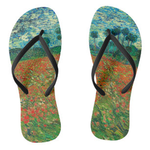 Vincent Van Gogh Poppy Field Fine Art Flip Flops