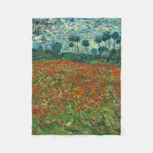 Vincent Van Gogh Poppy Field Floral Vintage Art Fleece Blanket