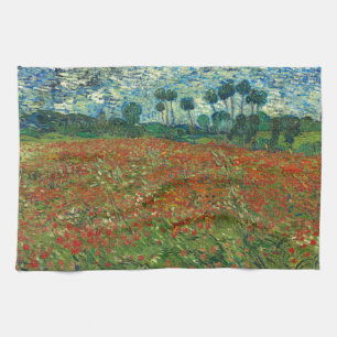 Vincent Van Gogh Poppy Field Floral Vintage Art Tea Towel