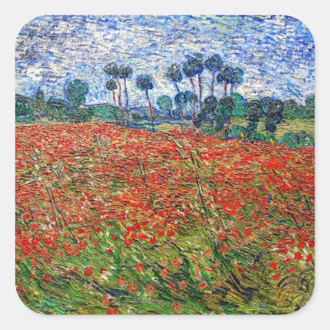 Vincent van Gogh - Poppy Field Square Sticker (Front)