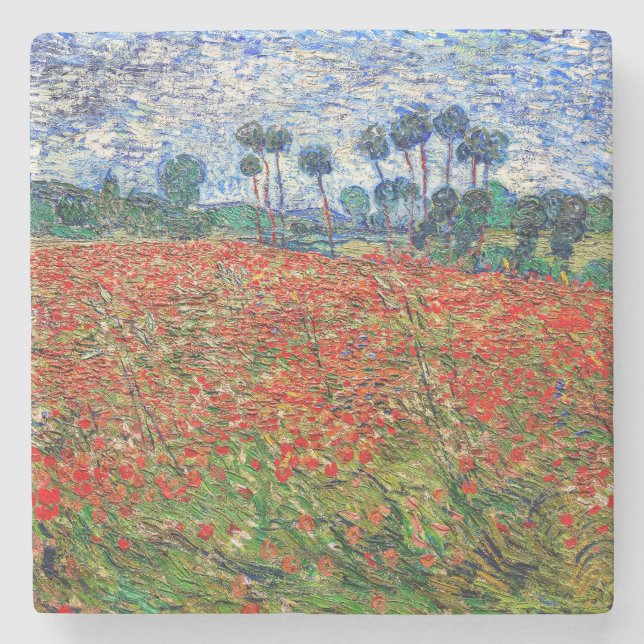 Vincent van Gogh - Poppy Field Stone Coaster (Front)