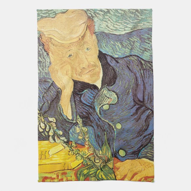 Vincent van Gogh - Portrait of Doctor Gachet Tea Towel (Vertical)