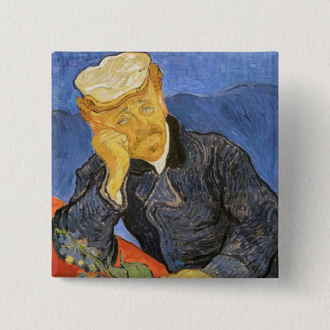 Vincent Van Gogh - Portrait of Doctor Paul Gachet 15 Cm Square Badge (Front)
